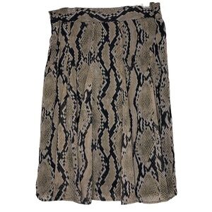 Attention - Black & Tan Snake Skin Pattern Midi Skirt Hidden Zipper - Size Large